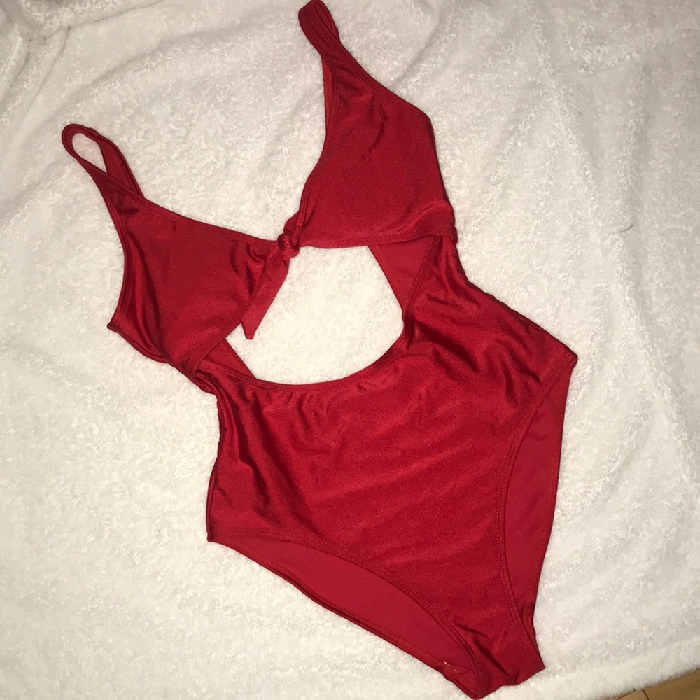 Agaci red cut out one piece swimsuit